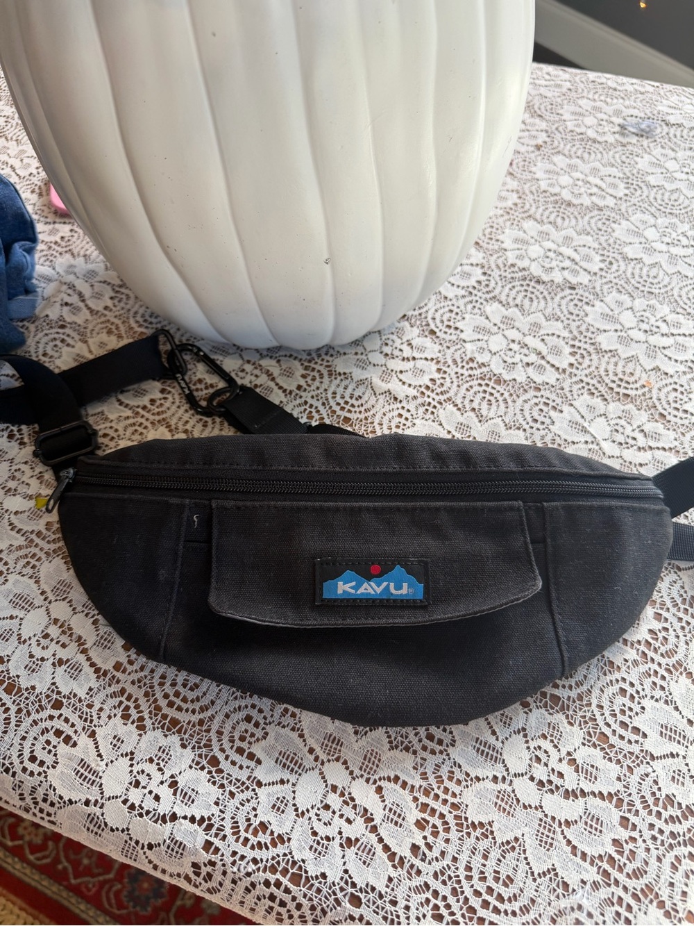 Kavu Black Canvas Crossbody Waist Bag